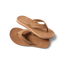 Ojai Classic women's tan flip flops shown from above, highlighting soft-rebound cushioning and anatomical arch support.