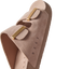 Ojai Two Bar women's sandal facing right, close-up on soft taupe suede upper with gold-tone buckles and embossed REEF logo