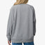 Back view of women's Oversized Raglan Fleece in heather grey, soft and comfortable beach-inspired apparel