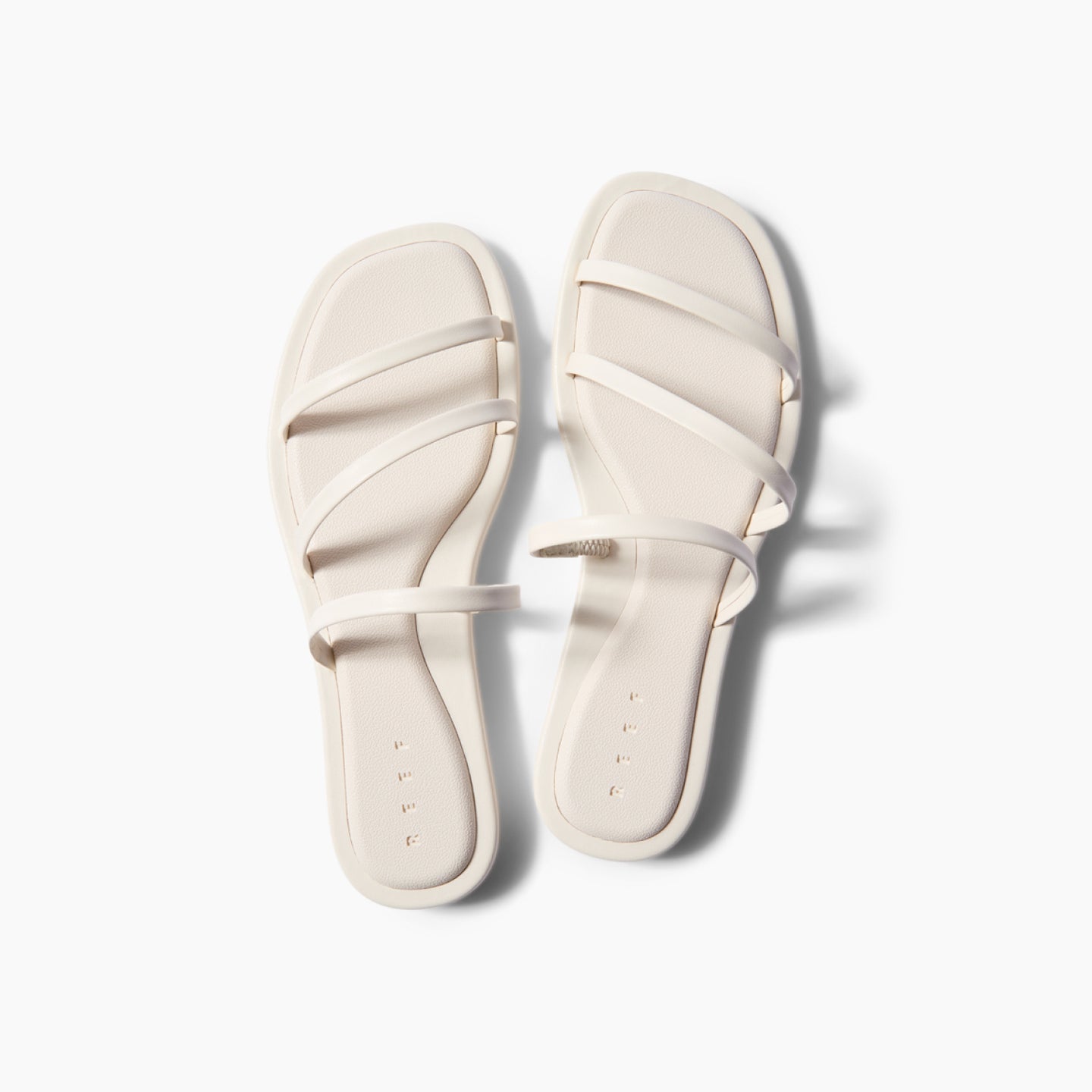 Willow Ava women's white sandals top view with multiple straps, beach-inspired design, and soft footbed comfort.