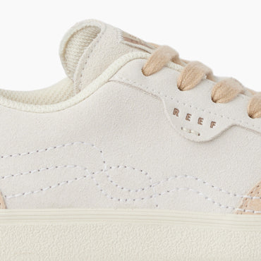 Close-up of the left side of the Boardwalk Callie sneaker showing soft-rebound cushioning and surf-inspired design.