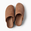 Vista Luxe Mariana brown suede clogs shown from above with toes facing upward for everyday comfort