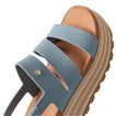 Close-up of the top and side of a blue Water Vista Higher 2 sandal facing left with extra cushioning and arch support.