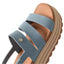 Close-up of the top and side of a blue Water Vista Higher 2 sandal facing left with extra cushioning and arch support.
