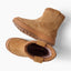 Tan ankle boots facing left, shown from side and above with ribbed collars and rugged textured soles