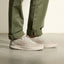 Del Mar Leather grey leather sneakers facing right in a comfort focused everyday style