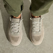 REEF Del Mar Leather grey leather shoes viewed from above facing forward with perforated toes and cushioned comfort
