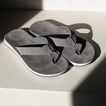 Ojai Classic men's grey flip flops facing upward showing top straps and soft-rebound cushioned footbed for comfort.