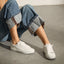 Lay Day Lite white sneakers facing left and toward the viewer for lightweight everyday comfort