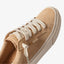 Close-up of the top and front of the Lay Day Dawn tan suede shoe facing right, designed for comfort and beach lifestyle.