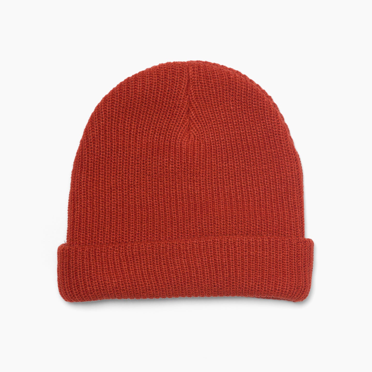 Alyx Beanie in chili red knit, front view, unisex, surf-inspired comfort apparel for everyday beachwear.