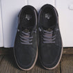Pair of black Verano shoes top view showing suede uppers, laces, and cushioned insoles designed for comfort and durability