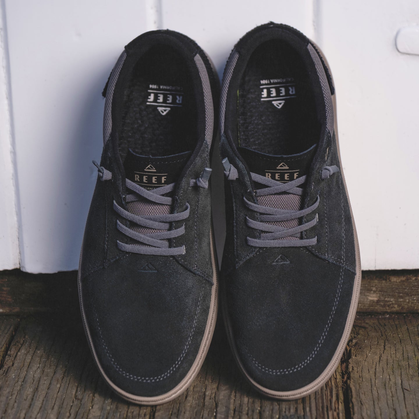 Pair of black Verano shoes top view showing suede uppers, laces, and cushioned insoles designed for comfort and durability