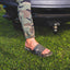 Fanning Slide H2O on a left foot facing right, showing top and side view with water-friendly soft-cushioned footbed.