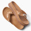 Vista Luxe Vivianahh tan sandals facing left with shell accents, ridged sole, and cushioned arch support for beach comfort.