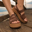 Close-up of Water Vista Higher 2 sandals facing left, showing platform sole and adjustable straps in brown.