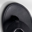 Close-up of the front toe area of the Phantom Bonzer men's black sandal, designed for beach comfort and durability.