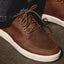 Laguna Spiniker brown leather mid boot facing right with classic toe cap and cushioned sole