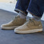 Del Mar Desert tan leather and suede shoes facing left, close-up of the cushioned footbeds for everyday comfort