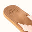 Reef Celine x Jenny close-up of top footbed with scalloped straps, featuring soft rebound cushioning and anatomical arch support