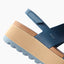 Water Vista Higher sandal close-up of rear right side showing adjustable navy strap, tan midsole, and textured sole grip