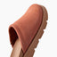 Vista Luxe Mariana suede clog close up facing upper right showing the closed toe and side profile with cushioned comfort sole