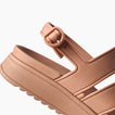 Vista Marbella tan sandal facing right close up showing adjustable buckle straps cushioned footbed and supportive sole