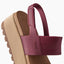 Water Vista Higher sandal facing left, close-up of maroon strap and beige cushioned arch support sole with REEF branding.