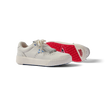 Onshore Pebble X Palm men's white sneaker facing left with red sole, showcasing comfort and surf-inspired design.