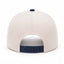 REEF x Palm Snapback hat viewed from the back, showing adjustable navy snap closure and cream crown