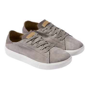 Terramar Leather men's gray leather sneakers facing right with soft-rebound cushioning and anatomical arch support.