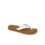 Reef Cushion Breeze sandal facing right, white straps with anatomical arch support and soft cushioning sole for beach comfort.
