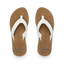 Top view of Reef Cushion Breeze white and brown women's flip flop sandals with cushioned footbed for comfort and arch support.