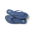 Seaside Twist women's blue flip flops facing right with braided straps, soft cushioning, and anatomical arch support.
