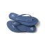 Seaside Twist women's blue flip flops facing right with braided straps, soft cushioning, and anatomical arch support.