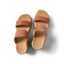 Top view of Sunset Ibiza women's brown leather sandals with dual straps, anatomically cushioned footbed, and arch support