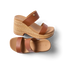 Sunset Ibiza women’s wedge sandals with brown leather straps facing right, featuring arch support and cushioned footbed.