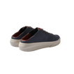 Atlantic men's shoes facing left, rear and side view showing navy canvas upper and cushioned sole for beach comfort.