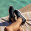 Shoreline Del Mar H2O navy sneakers facing left, close-up on upper and side, water-friendly with arch support and cushioning.
