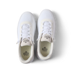 Shoreline Del Mar white sneakers viewed from above with toes facing upward and cushioned support laces