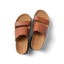 Vista Luxe Siaa women's sandals top view with brown leather straps and cork footbeds, facing upward for beach comfort.