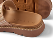 Close-up of the heel and footbed of the right Vista Luxe Thea sandal showing contoured arch support and durable outsole.