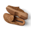 Vista Skye leopard print platform clogs angled left, showing textured uppers, cushioned footbed, and wavy soles