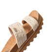 Cushion Vista Hi sandal facing left, showing cork footbed and floral embroidered straps, designed for comfort and durability.