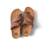 Vista Hi Layla women's sandals top view facing upward with brown straps and cork footbeds, beach-inspired comfort design.