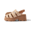 Vista Luxe Lucie women's sandal facing left, raffia straps, cushioned sole, platform heel, beach-inspired comfort design.