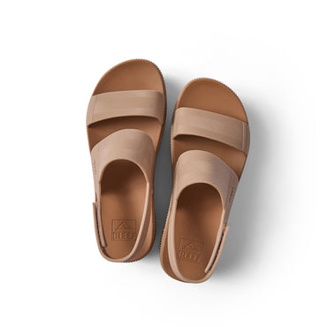 Top view of Water Vista Higher sandals in warm taupe, featuring cushioned footbeds and water-friendly straps for women.