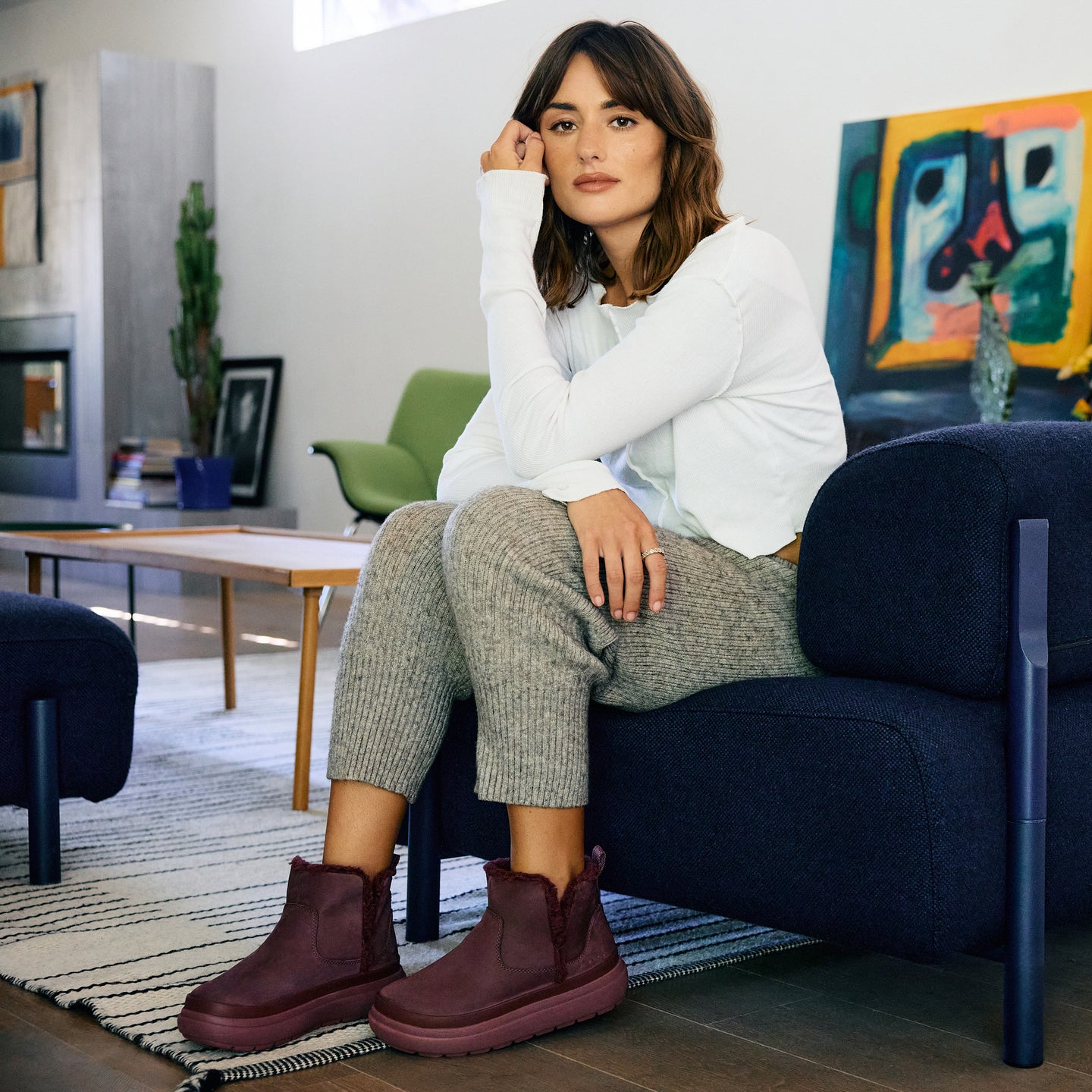 Weekend Autumn brown leather ankle boots facing forward with cushioned soles for everyday comfort