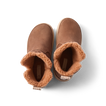 Weekend Autumn brown cozy shoes viewed from above with toes facing upward and fleece lined openings shown