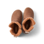 Weekend Autumn brown cozy shoes viewed from above with toes facing upward and fleece lined openings shown